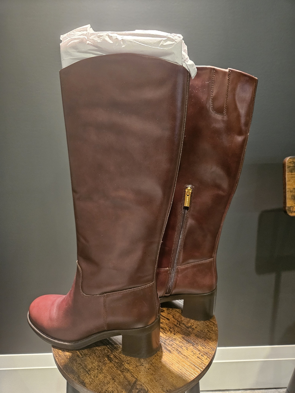 Vince Camuto Amree Knee-High Leather Boots - Rich Mahogany (Size 8.5M) - NIB